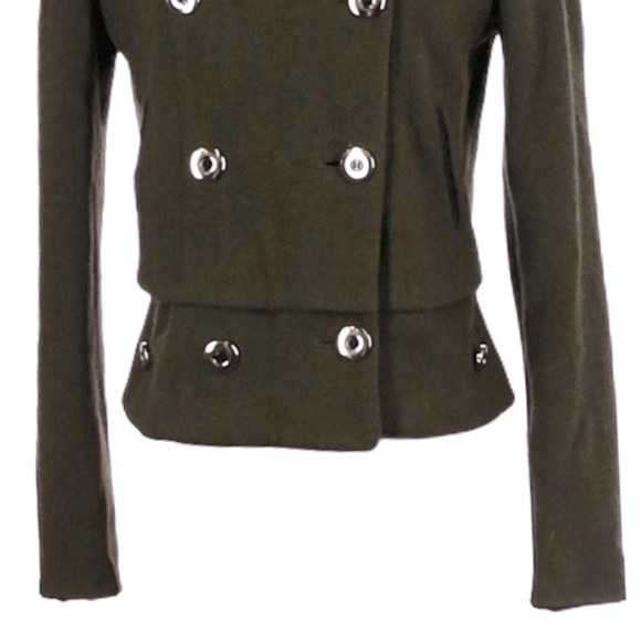 Plastic Island Peacoat Military Green Double Breasted Wool Coat Size S - Picture 4 of 11